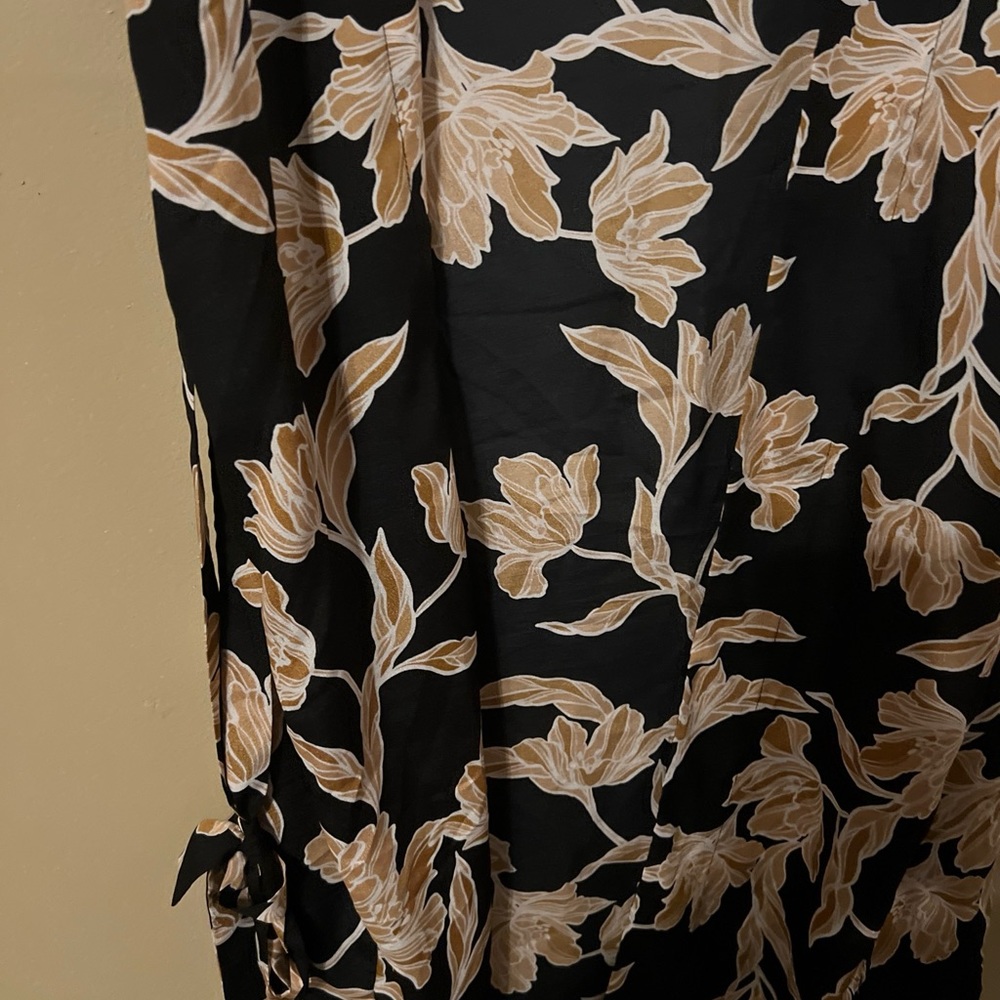 Maison Du Soir Selena Kimono S/M Black Gold Floral Belt Duster Jacket Robe J7 - Picture 9 of 12